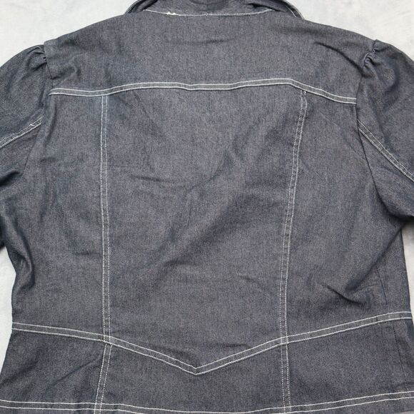 Clio Jacket Womens 16 Black Long Sleeve Button Up Collared Short Denim - Picture 15 of 16